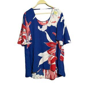Gibson Latimer Blouse Top Women Size 2X Wide Flare Flower Boho Romantic Casual